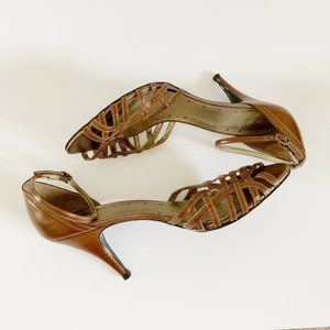 BCBGirls Ankle Strap Sandal Heels Brown Size 9.5